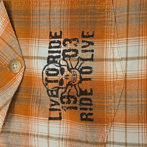 HARLEY DAVIDSON PLAID SHORT SLEEVE BUTTON DOWN SHIRT. SIZE LARGE. - Picture 5 of 8